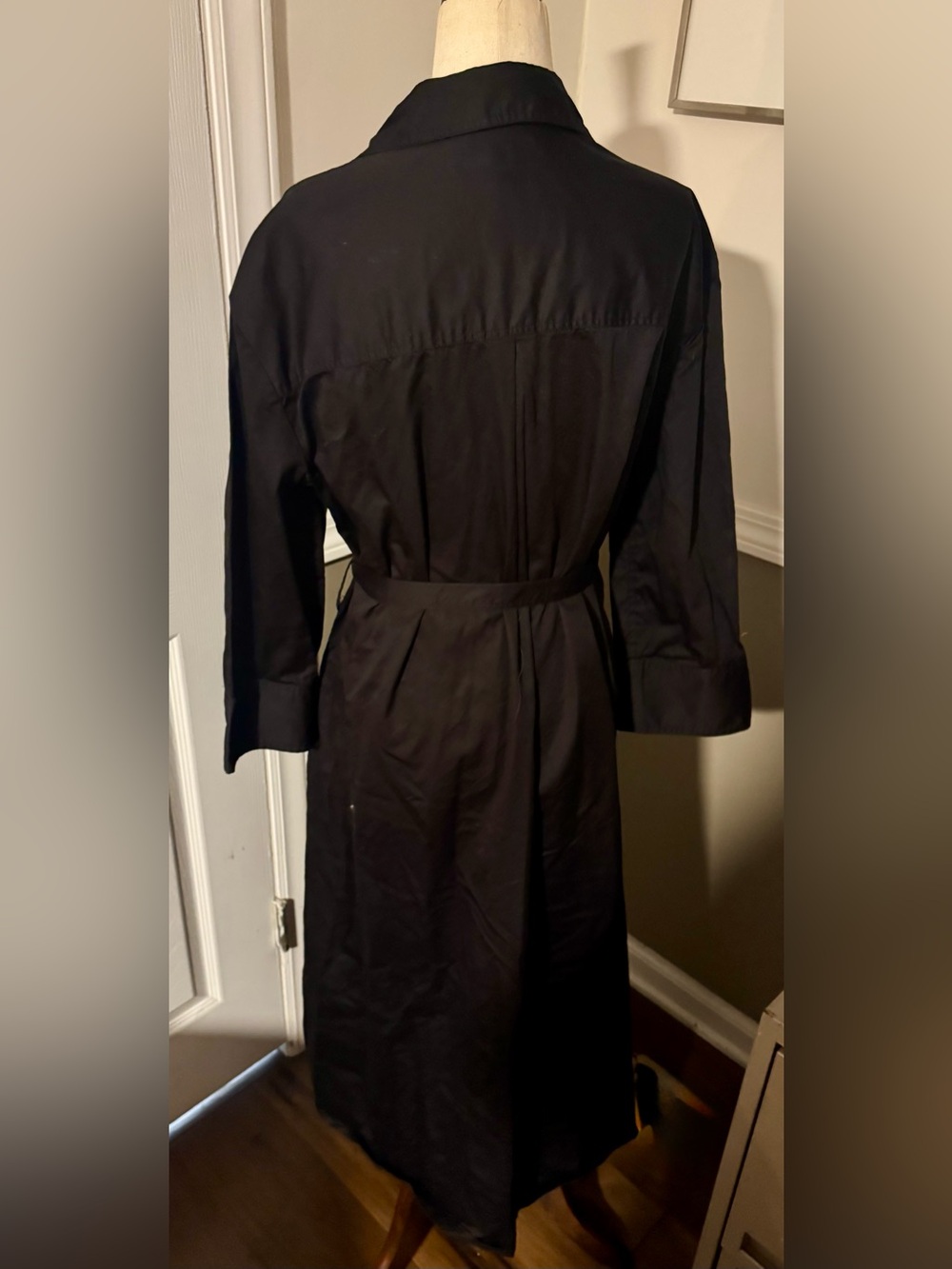 Zara Poplin Shirt Dress Cotton Maxi Shirt Dress in Black Size Medium - Picture 4 of 7